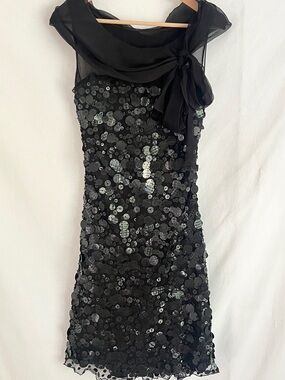 Vintage 90s Moschino Cheap and Chic Silk Sequin Paillette Cocktail Dress Italy
